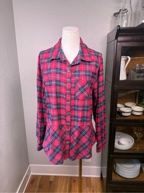 Sundance 100% Cotton Bright Color Plaid Flannel Shirt Size L